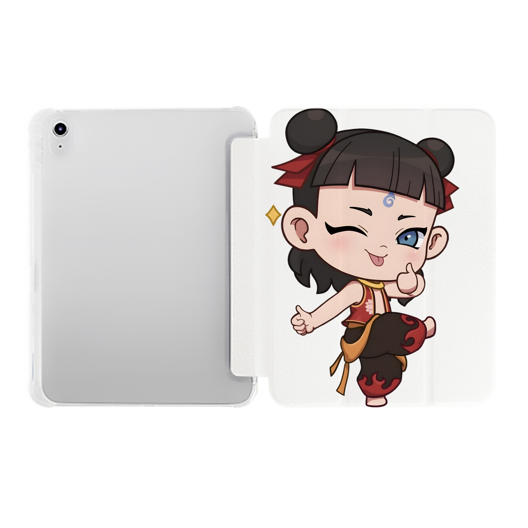 （画像用） Ne Zha 2 ナタ 魔童の大暴れ IPad ケース ペン収納付き 三つ折りスタンド PUレザー×シリコン 対応機種9.5/10.5/10.9インチ